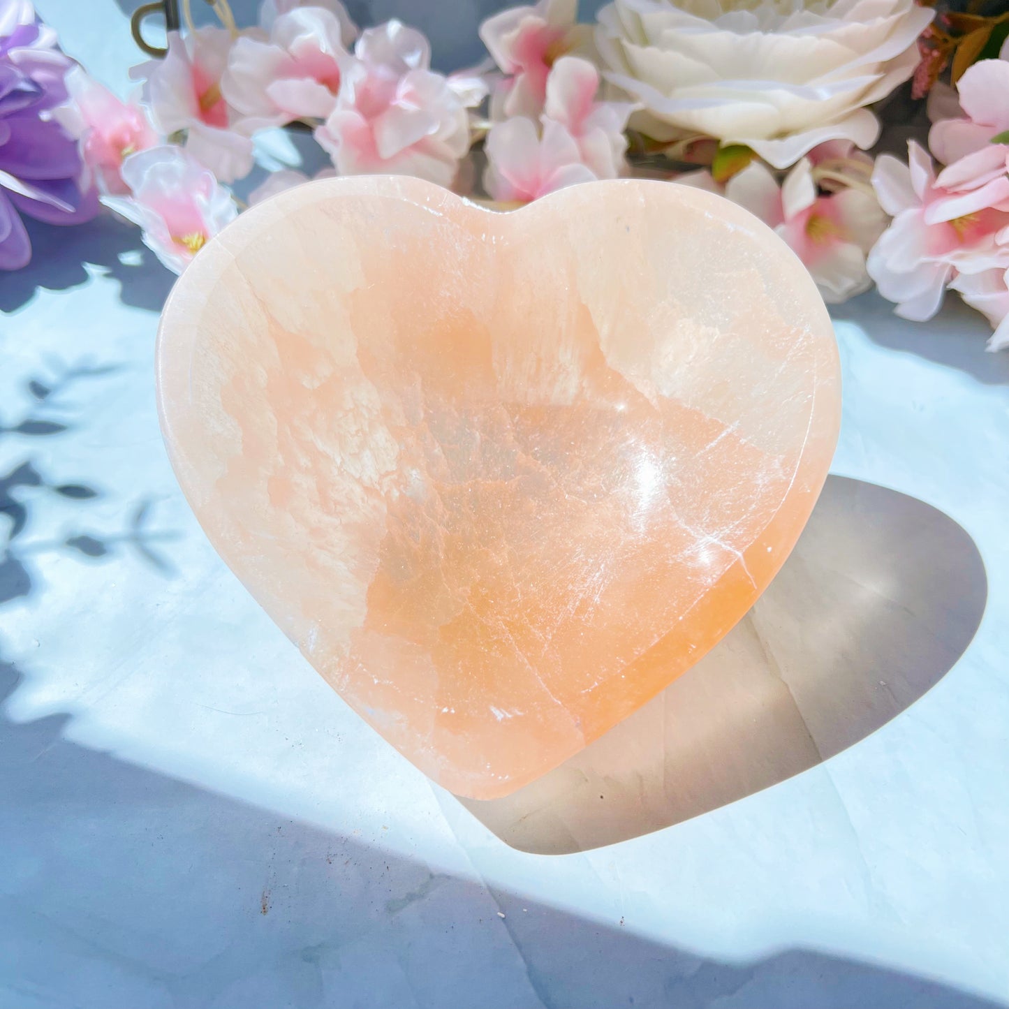 Orange Selenite Heart Bowl