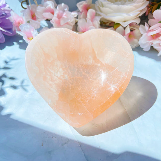 Orange Selenite Heart Bowl