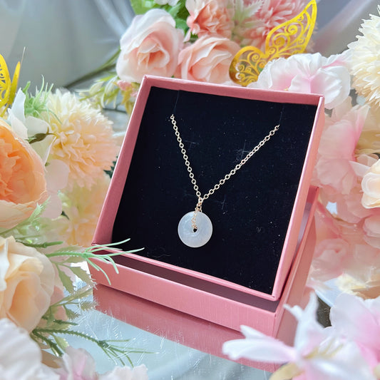 White Moonstone Donut Necklace