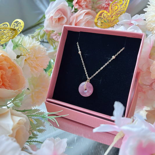 Lavender Rose Quartz Donut Necklace