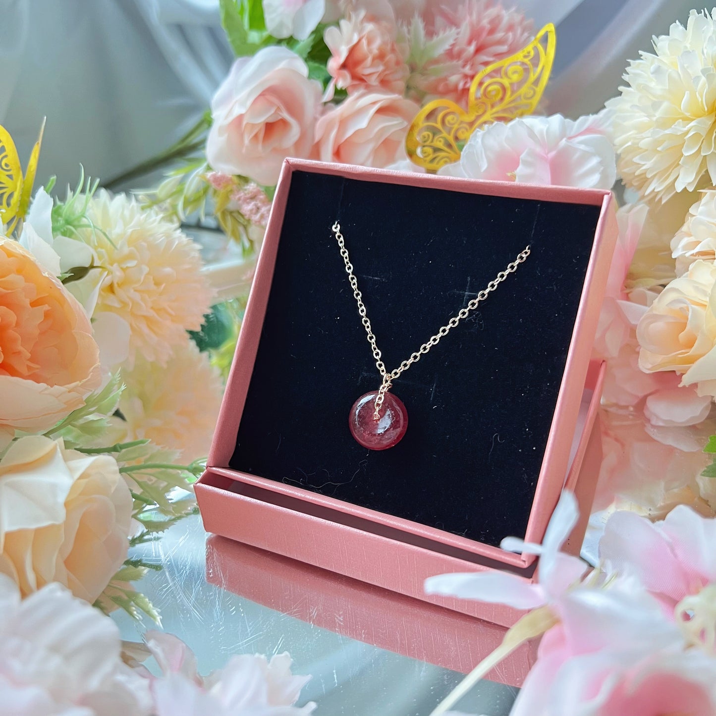 Strawberry Quartz Donut Necklace