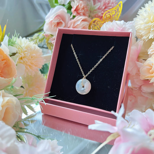 Flower Agate Donut Necklace